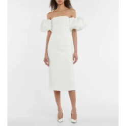 Rebecca Vallance Bridal Genevieve Off-shoulder Crêpe Midi Dress
