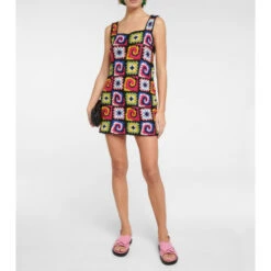 Staud Psychedelic Cotton Crochet Minidress