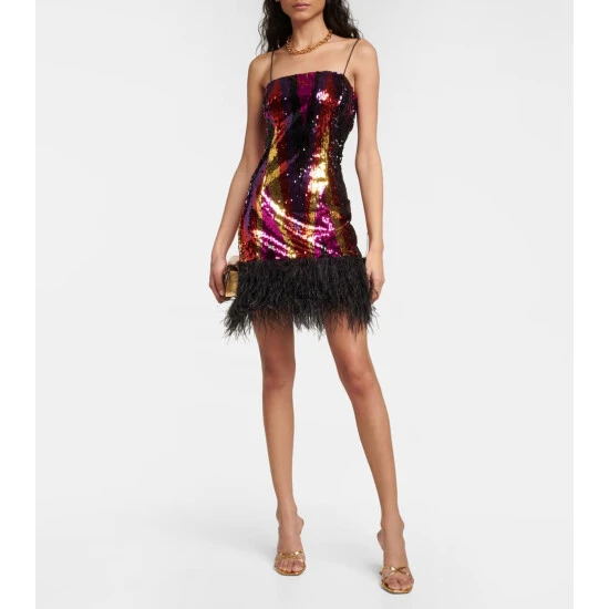 Rebecca Vallance Feather-trimmed Sequined Minidress 3 Rebecca Vallance Feather-trimmed Sequined Minidress