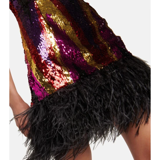 Rebecca Vallance Feather-trimmed Sequined Minidress 6 Rebecca Vallance Feather-trimmed Sequined Minidress - Image 4