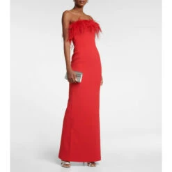Rebecca Vallance Scarlett Feather-trimmed Strapless Gown