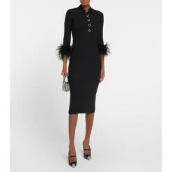 Rebecca Vallance Soraya Feather-trimmed Knit Dress