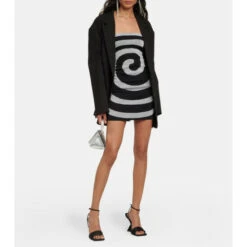 Staud Swirl Metallic Knit Minidress