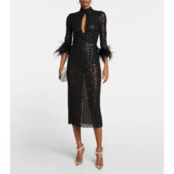 Rebecca Vallance Onyx Sequined Midi Dress