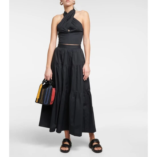 Staud Sea Tiered Cotton Poplin Midi Skirt 3 Staud Sea Tiered Cotton Poplin Midi Skirt