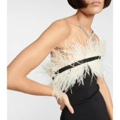 Staud Nellie Feather-trimmed Midi Dress -REBECCA VALLANCE Sales unnamed file 316