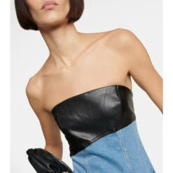 Staud Denim And Faux Leather Minidress 8 Staud Denim And Faux Leather Minidress -REBECCA VALLANCE Sales unnamed file 34