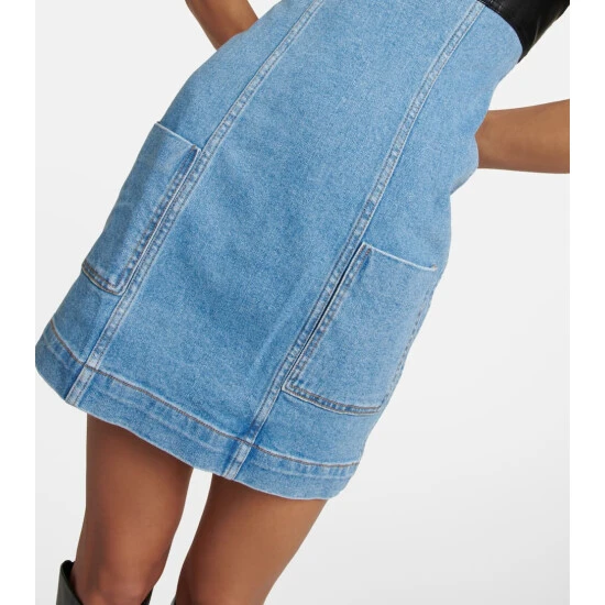 Staud Denim And Faux Leather Minidress 6 Staud Denim And Faux Leather Minidress - Image 4
