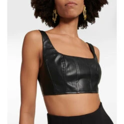 Staud Wells Cropped Leather-effect Top -REBECCA VALLANCE Sales unnamed file 365