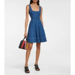 Staud Mini Wells Denim Minidress