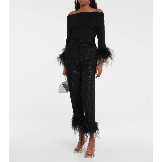 Rebecca Vallance Feather-trimmed Off-the-shoulder Top 3 Rebecca Vallance Feather-trimmed Off-the-shoulder Top