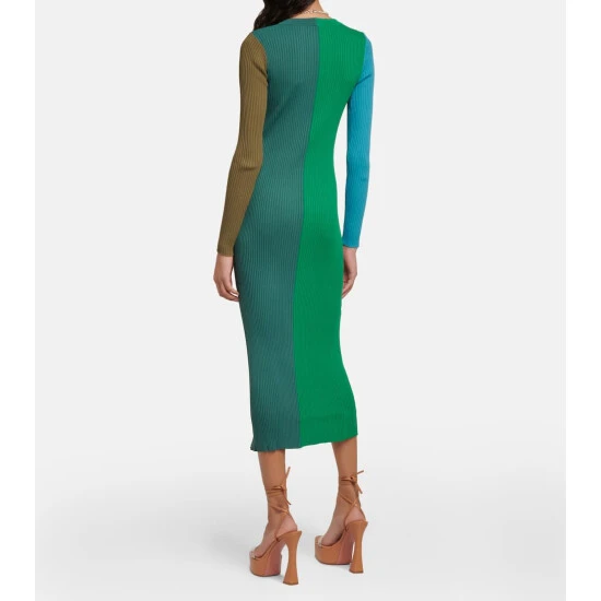 Staud Shoko Colorblocked Ribbed-knit Midi Dress 4 Staud Shoko Colorblocked Ribbed-knit Midi Dress - Image 2