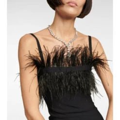 Staud Etta Feather-trimmed Knit Minidress -REBECCA VALLANCE Sales unnamed file 457