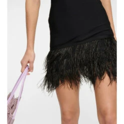 Staud Etta Feather-trimmed Knit Minidress -REBECCA VALLANCE Sales unnamed file 459