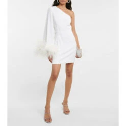 Rebecca Vallance Davina Feather-trimmed Minidress