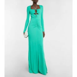 Rebecca Vallance Riccardo Cutout Ruched Jersey Gown