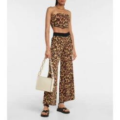 Staud Brovo Leopard-print Wide-leg Pants