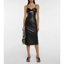 Staud Pencil Faux Leather Midi Dress