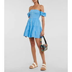 Staud Elio Off-shoulder Cotton Minidress
