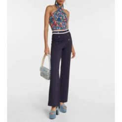 Staud Kai Floral Halterneck Crop Top