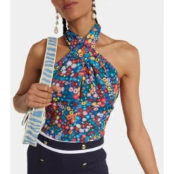 Staud Kai Floral Halterneck Crop Top -REBECCA VALLANCE Sales unnamed file 666