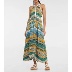 Staud Lisette Printed Linen Midi Dress