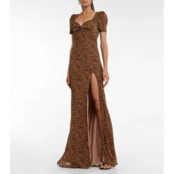Staud Lea Leopard-print Chiffon Maxi Dress