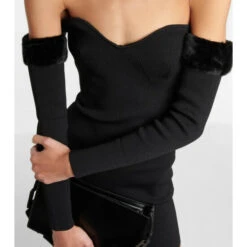 Staud Josee Faux Fur-trimmed Minidress -REBECCA VALLANCE Sales unnamed file 732