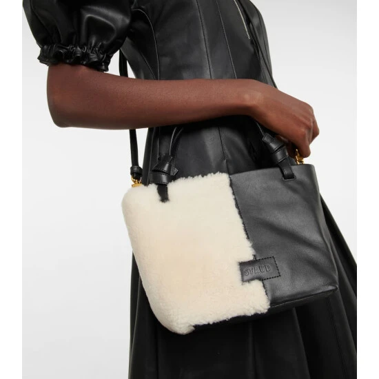 Staud Ida Shearling-trimmed Leather Tote Bag 3 Staud Ida Shearling-trimmed Leather Tote Bag