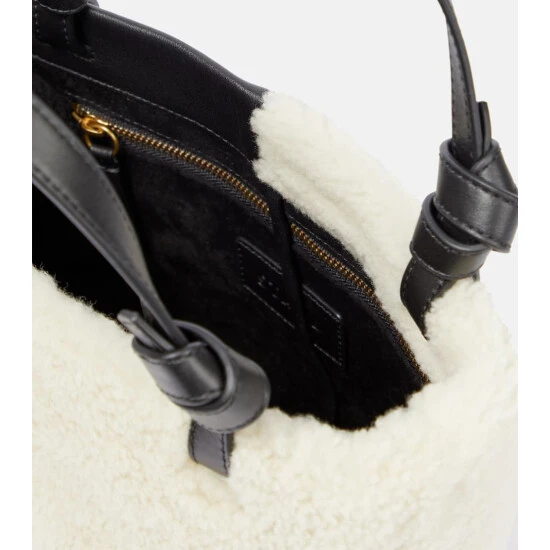 Staud Ida Shearling-trimmed Leather Tote Bag 4 Staud Ida Shearling-trimmed Leather Tote Bag - Image 2