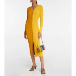 Staud Shoko Ribbed-knit Midi Dress