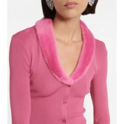 Staud Faux Fur-trimmed Cardigan -REBECCA VALLANCE Sales unnamed file 787