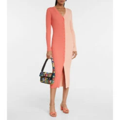 Staud Shoko Ribbed-knit Midi Dress