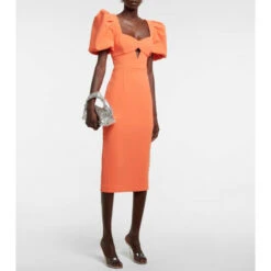 Rebecca Vallance Loretta Puff-sleeve Crêpe Midi Dress