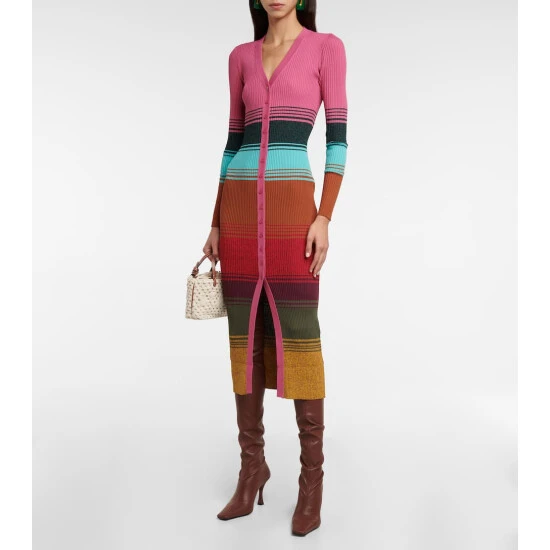 Staud Shoko Ribbed-knit Striped Midi Dress 3 Staud Shoko Ribbed-knit Striped Midi Dress