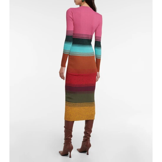 Staud Shoko Ribbed-knit Striped Midi Dress 4 Staud Shoko Ribbed-knit Striped Midi Dress - Image 2
